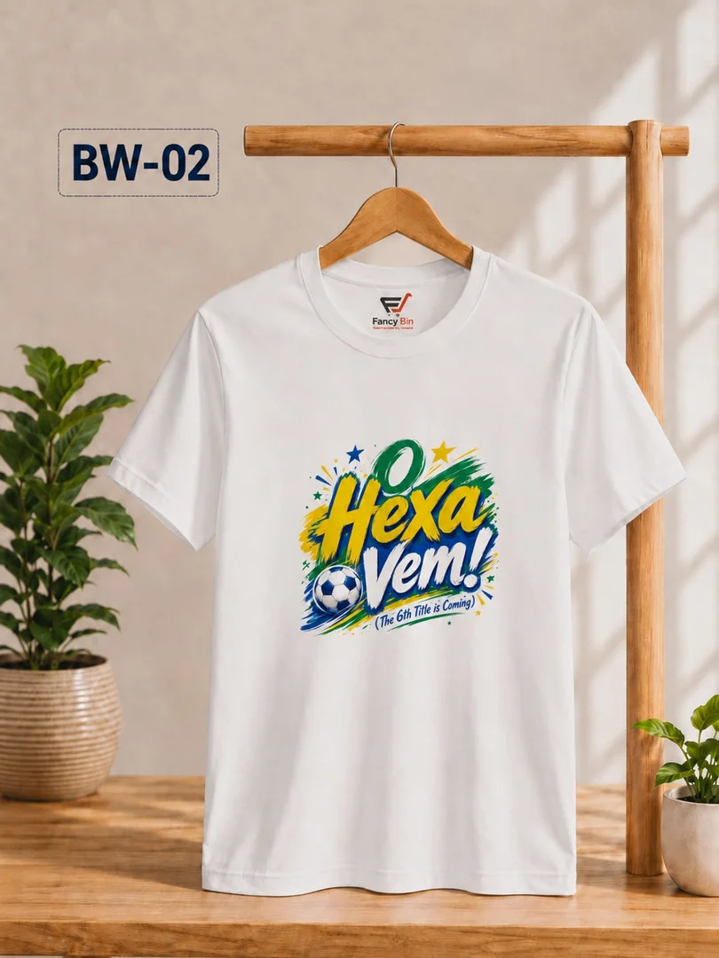 O Hexa Vem (White - Brazil)  - Customized T-Shirt (Fifa 2026)
